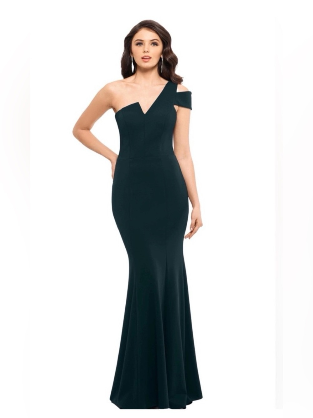 Betsy & Adam One Shoulder A Line Gown dress Pin Size 6